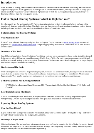 “Flat vs Sloped Roofing Systems: Which is Right for You?”