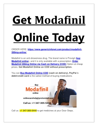 Get Modafinil Online Today