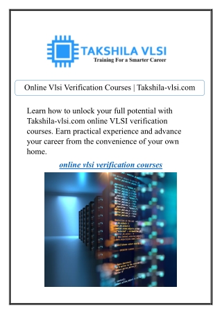online vlsi verification courses takshila vlsi com