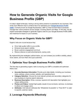 How to Generate Organic Visits for Google Business Profile (GBP)