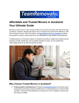 Affordable and Trusted Movers in Auckland: Your Ultimate Guide