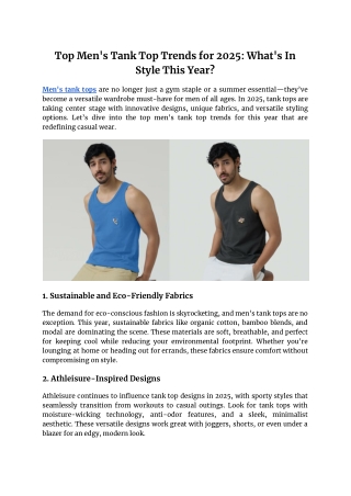 Top Men's Tank Top Trends for 2025_ What's In Style This Year