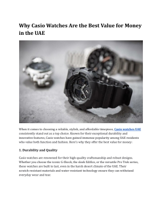 Why Casio Watches Are the Best Value for Money in the UAE