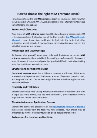 How to choose the right MBA Entrance Exam?