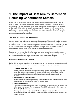 1 the impact of best quality cement on reducing