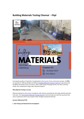 building materials testing chennai fitpl
