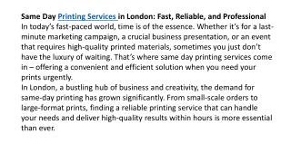 same day printing services in london fast