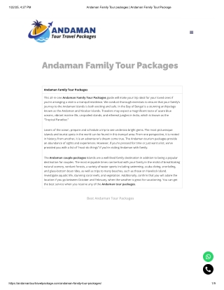 Andaman family Tour packages