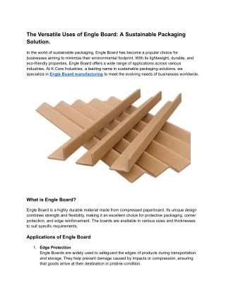 The Versatile Uses of Engle Board_ A Sustainable Packaging Solution.