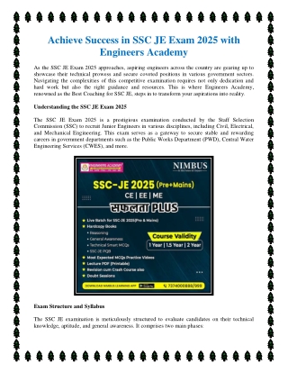 Achieve Success in SSC JE Exam 2025 with Engineers Academy