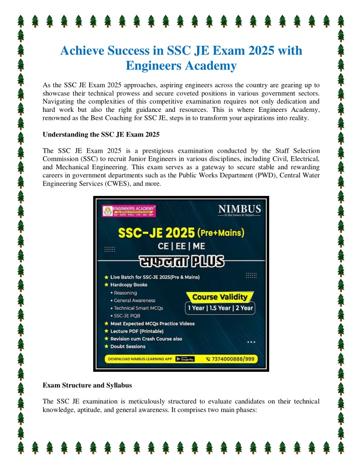 achieve success in ssc je exam 2025 with