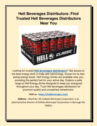 Hell Beverages Distributors - Find Trusted Hell Beverages Distributors Near You