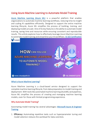 using azure machine learning to automate model