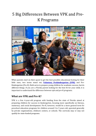 5 Big Differences Between VPK and Pre-K Programs