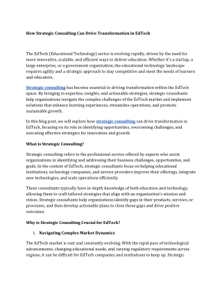 how strategic consulting can drive transformation