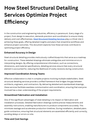 How Steel Structural Detailing Services Optimize Project Efficiency