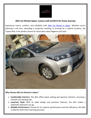Altis Car Rental Jaipur