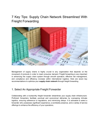 _Supply Chain Network Streamlined With Freight Forwarding_ 7 Key Tips