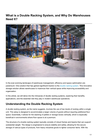 What is a Double Racking System, and Why Do Warehouses Need It