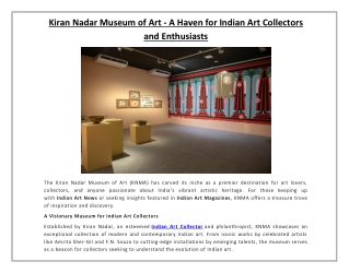 Kiran Nadar Museum of Art - A Haven for Indian Art Collectors and Enthusiasts