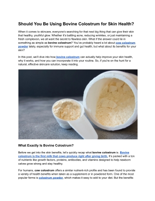 should you be using bovine colostrum for skin