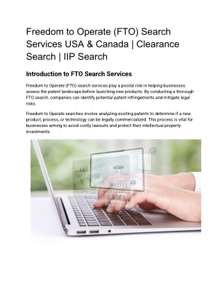 Freedom to Operate (FTO) Search Services USA & Canada | Patent Clearance