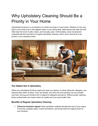 why upholstery cleaning should be a priority