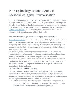 why technology solutions are the backbone