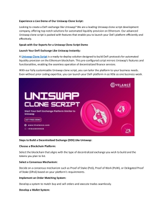 experience a live demo of our uniswap clone script