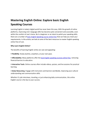 English speaking course online for free