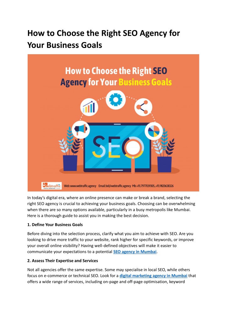 how to choose the right seo agency for your