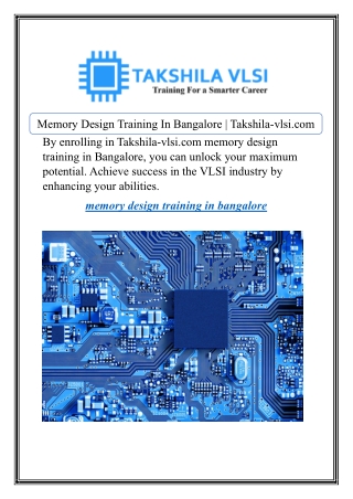 memory design training in bangalore takshila vlsi