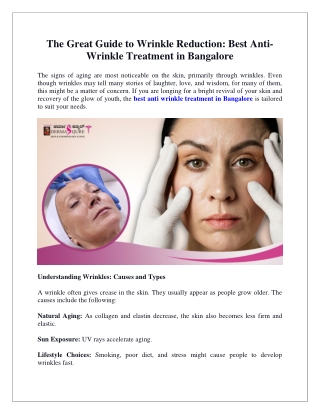 The Great Guide to Wrinkle Reduction Best Anti-Wrinkle Treatment in Bangalore