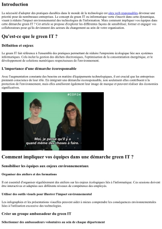 Comment impliquer vos équipes dans une démarche green IT ?