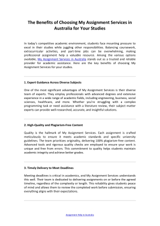 the benefits of choosing my assignment services