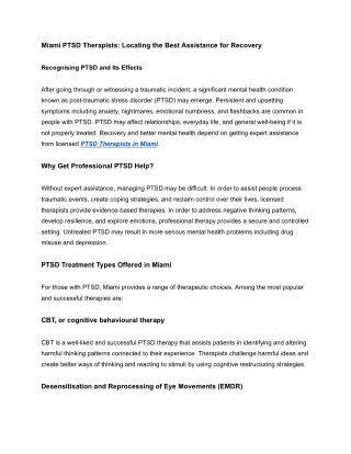 PTSD Therapists in Miami
