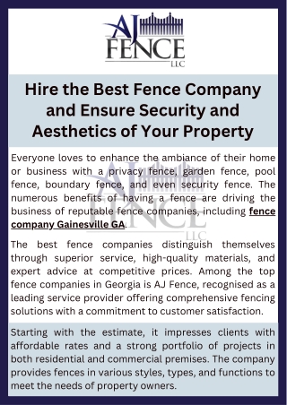 hire the best fence company and ensure security