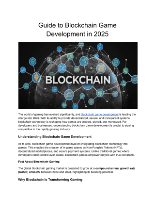 Guide to Blockchain Game Development in 2025