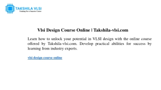 vlsi design course online takshila vlsi com