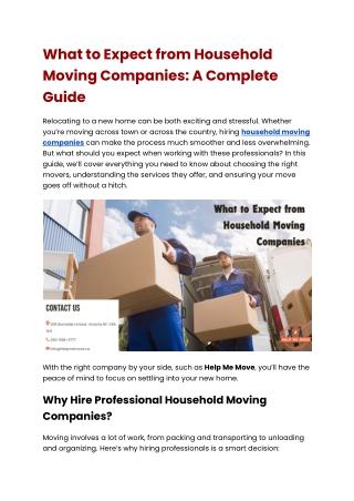 What to Expect from Household Moving Companies: A Complete Guide
