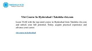 vlsi course in hyderabad takshila vlsi com