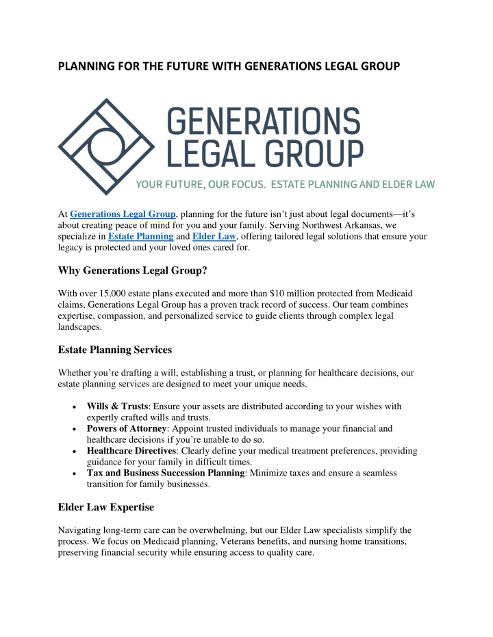 planning for the future with generations legal