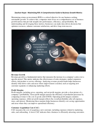 Zeeshan Hayat - Maximizing ROI - A Comprehensive Guide to Business Growth Metrics