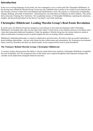 Charting New Territories: The Leadership Journey of Christopher Hildebrant