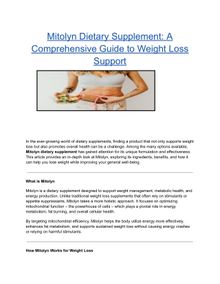 mitolyn dietary supplement a comprehensive guide