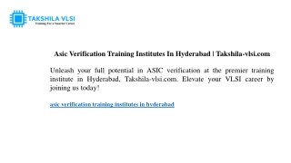 asic verification training institutes