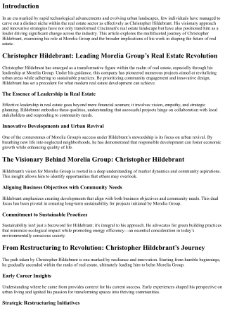 Building the Future: Christopher Hildebrant’s Innovations in Real Estate