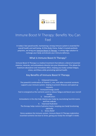 Immune Boost IV Therapy  Benefits You Can Feel - Elite