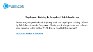 chip layout training in bangalore takshila vlsi