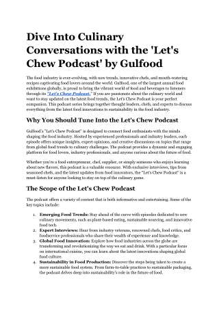 dive into culinary conversations with